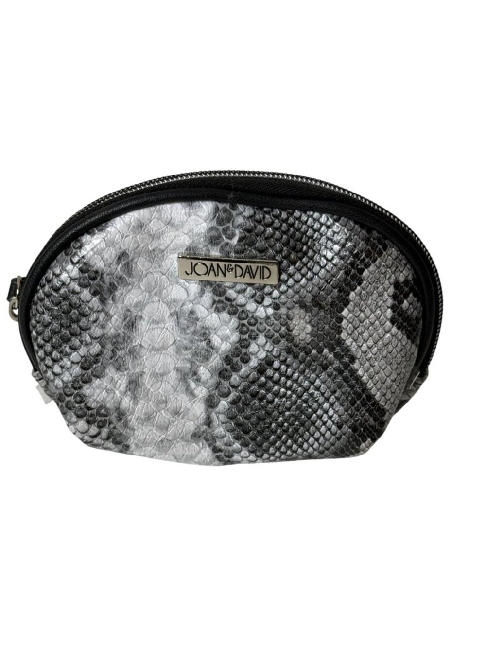 Joan & David Snakeskin Print Cosmetic Makeup Bag Zip Pouch Y2K Glam